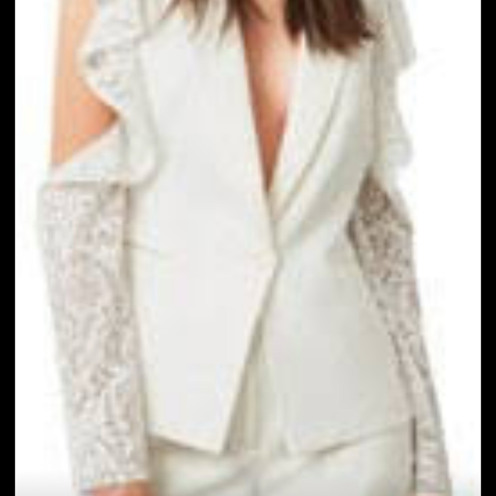 BCBGMaxazria white lace blazer